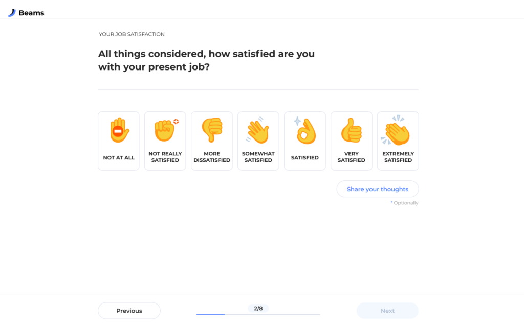 employee satisfaction survey by Beams.ai